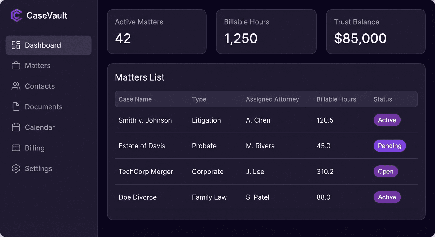 CaseVault dashboard